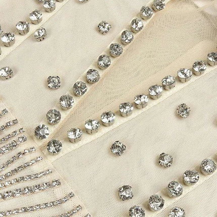 Radiant Crystal Embellished Sheath Dress - Chic Above Knee Gown for Weddings and Special Events