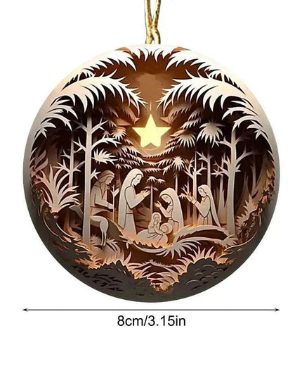 Elegant Acrylic Jesus Nativity Family Christmas Tree Decor Ornament Set