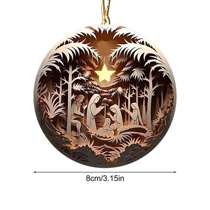Elegant Acrylic Jesus Nativity Family Christmas Tree Decor Ornament Set