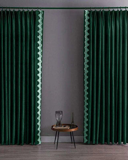 Luxurious French-Style Black Velvet Lace Blackout Drapes with Romantic Ruffles for Stylish Interiors