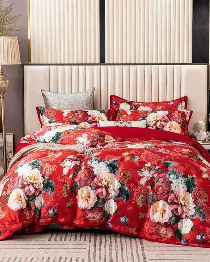 Elegant European Vintage Floral Jacquard Cotton Bedding Set for Weddings with Duvet Cover and Sheet Choices
