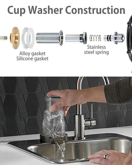 Automatic High Pressure Stainless Steel Glass Rinser Kit for Effortless Kitchen Cleaning