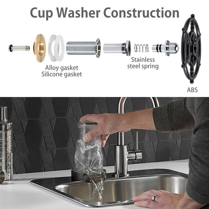 Automatic High Pressure Stainless Steel Glass Rinser Kit for Effortless Kitchen Cleaning