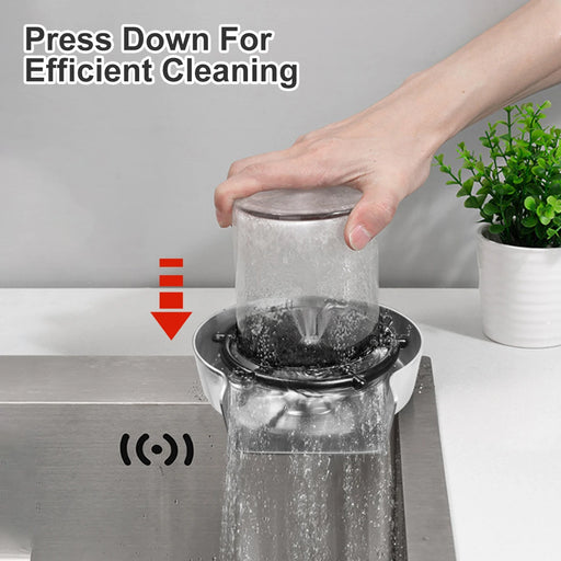 Automatic Glass Rinser and Cup Washer Set for Kitchen Sink - High Pressure Glass Cleaner Kit with Stainless Steel Shell