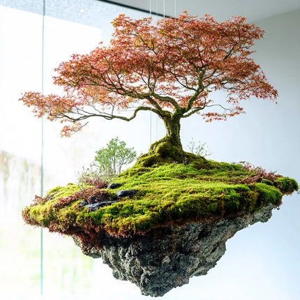 Dream floating island landscape simulation green plant rockery stone hanging moss plant landscaping commercial window creative dream-floating-island-landscape-simulation-green-plant-rockery-stone-hanging-moss-plant-landscaping-commercial-window-creative