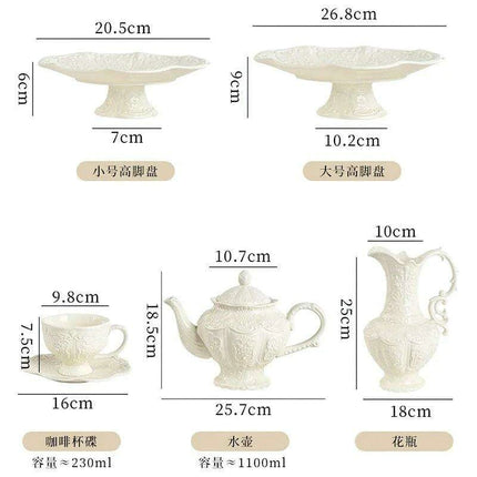 Elegant Palace Relief Ceramic Tea and Coffee Collection for Discerning Connoisseurs