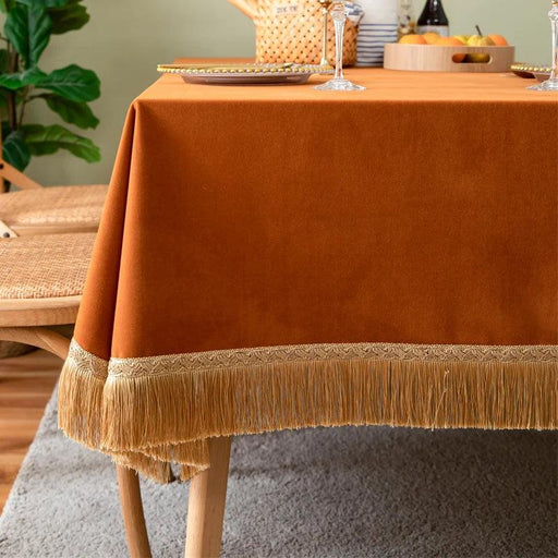 Velvety Tassel Table Linens in Opulent Shades