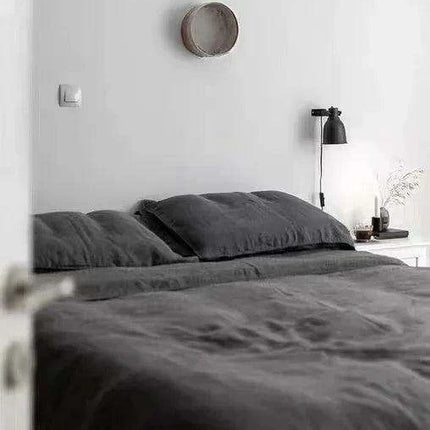 Luxurious 100% Flax Linen Queen Size Duvet Cover with Zipper - Elegant Solid Color Quilt Protector (200x230cm)