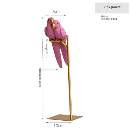 Handmade Couple Parrot Resin Ornament — Love Birds Desk Decor & Gift