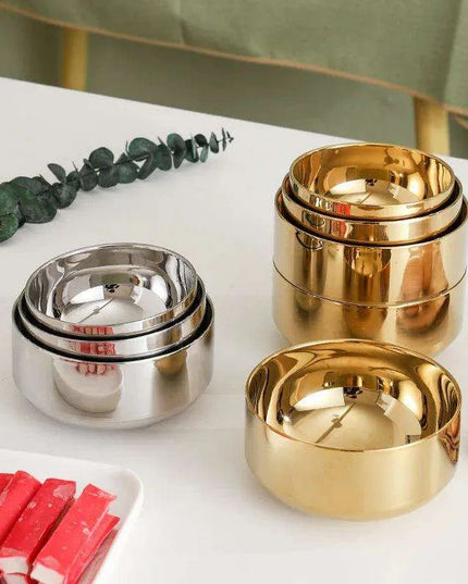 Elegant Dual-Layer Stainless Steel Bowls - Essential for Modern Korean Dining