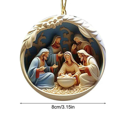 Elegant Acrylic Jesus Nativity Family Christmas Tree Decor Ornament Set