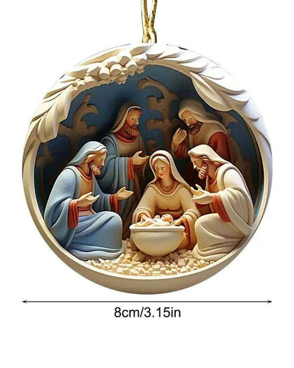 Elegant Acrylic Jesus Nativity Family Christmas Tree Decor Ornament Set