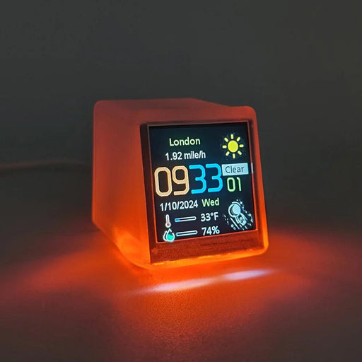 Compact Smart WIFI Weather Station Clock with Customizable GIFs and Photo Album for Gaming Spaces
