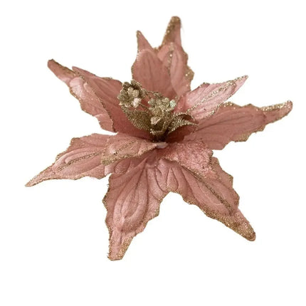 Artificial Glitter Christmas Flower Ornament, Assorted Styles & Colours