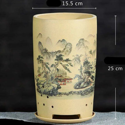 Elegant Lavender Sand Orchid Planter Set: Chic Botanical Accent