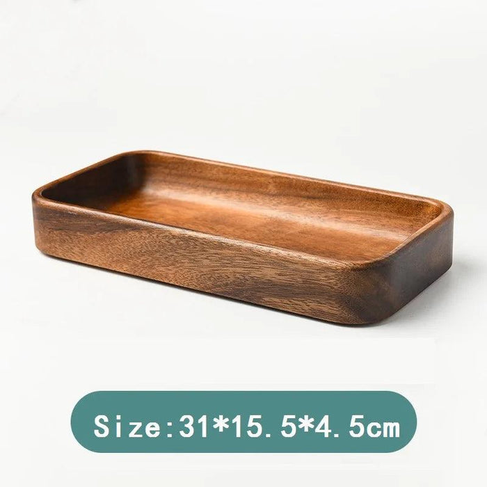 Artisanal Acacia and Walnut Wood Serving Bowl and Platter Collection