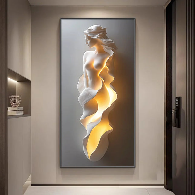 Modern LED Mural Art Painting – Abstract Wall Light for Entrance & Living Room