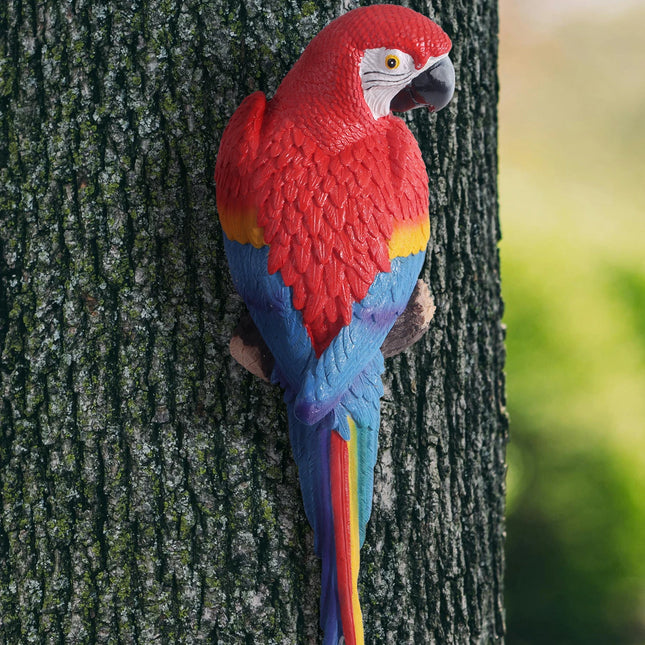 Shop1102962948 Lifelike Wall-Mounted Parrot Sculpture for Garden Decor
