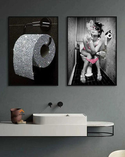 Custom Elegant Nude Canvas Art for a Luxurious Bathroom Retreat