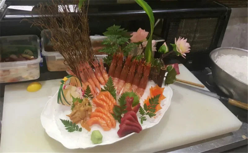 Bamboo Sushi Boat Set with Vintage Plates - Enhance Your Dining Ambiance