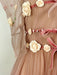 3D Floral Puff Sleeve Dress with Square Neck