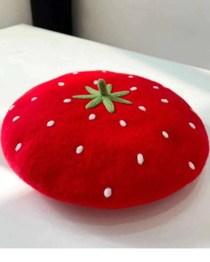 Charming Handcrafted Pumpkin Wool Beret with Leaf Embellishments for Fall and Winter Fashion