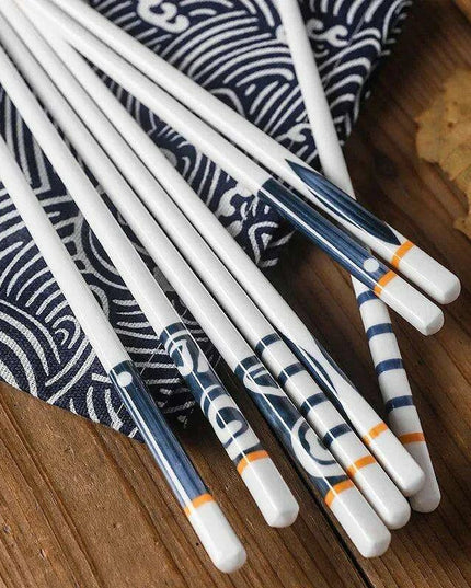 Sophisticated Japanese Porcelain Chopstick Collection - 5 Pairs for an Elevated Dining Experience