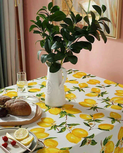Lemon Sunshine Waterproof Rectangular Tablecloth for Joyous Occasions