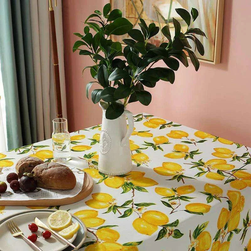 Lemon Sunshine Waterproof Rectangular Tablecloth for Joyous Occasions