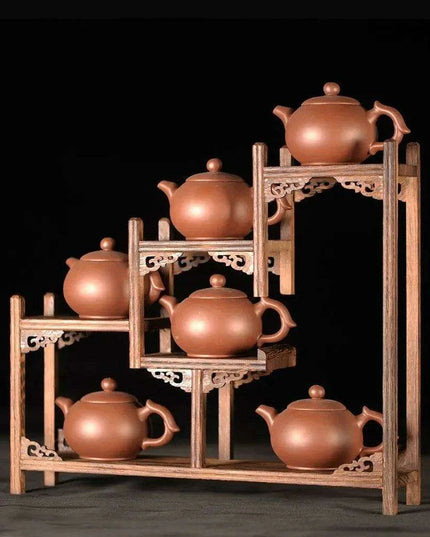 Handcrafted Wooden Display Stand for the Traditional Kung Fu Tea Ceremony