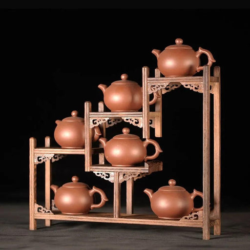 Handcrafted Wooden Display Stand for the Traditional Kung Fu Tea Ceremony