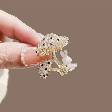 Mushroom and Rabbit Brooch Pin