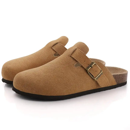 Comwarm Fashion Women's Suede Mules Slippers Men Clogs Cork Insole Sandals With Arch Support Outdoor Beach Slides Home Shoes comwarm-fashion-womens-suede-mules-slippers-men-clogs-cork-insole-sandals-with-arch-support-outdoor-beach-slides-home-shoes