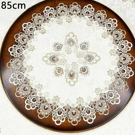 European Lace Trim Round Tablecloth