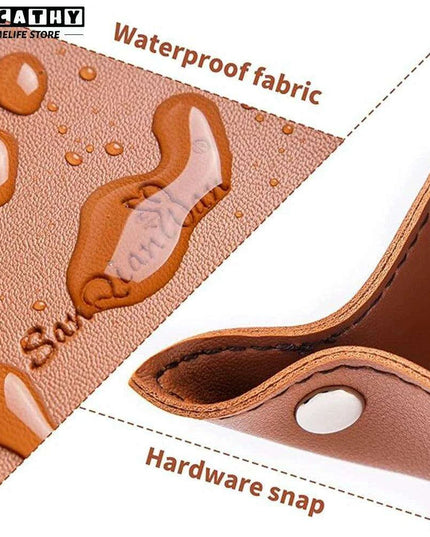 Chic Faux Leather Folding Valet Tray - Elegant Organizer for Home and Office