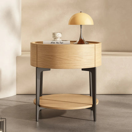 Artisanique Multifunctional Industrial Nightstand with Storage Drawer