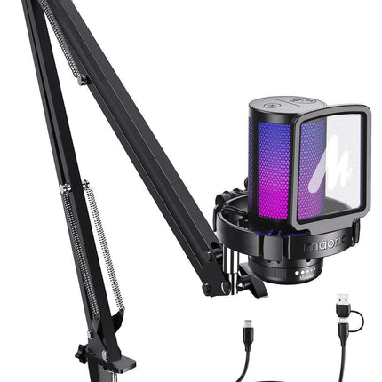 Illuminate Your Sound: Gamerwave RGB USB Condenser Microphone with Premium Noise-Cancellation and Customizable Lighting Effects