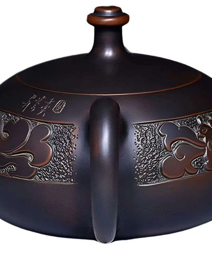 Elegant Handcrafted Purple Clay Teapot Set with Dragon and Phoenix Design - Perfect for Tea Lovers