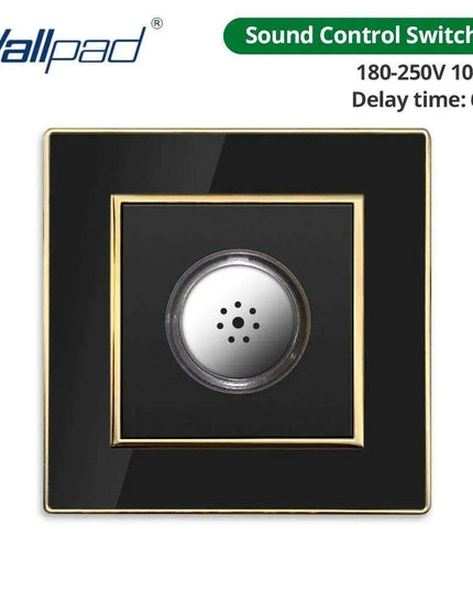 Luxurious Black Acrylic Switch Panel with Gold Accents & Universal Sockets - 220V, Multi-Gang, Modern Design - Illuminated Control Panel with USB Charging Feature