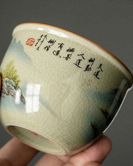 Elegant Landscape Ceramic Tea Cup for Traditional Kung Fu Tea Ceremony