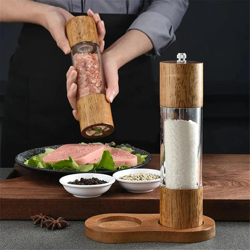 Xiangsheng Wood Salt and Pepper Grinder Set with Adjustable Ceramic Grinding Movement - Sizes 6" and 8"