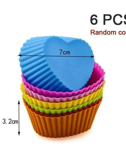 Silicone Baking Molds Collection - 6/12 Pack Non-Stick Round & Heart Shapes for Creative Dessert Making