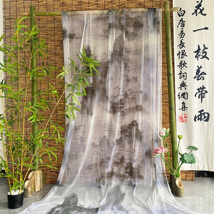 Lantingjiyu Snowflake Chiffon Tablecloth — New Chinese Ink Landscape, Tea Room & Study