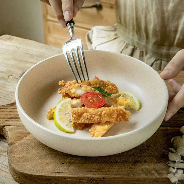 Elegant 8-Inch Porcelain Dinner Plate for Gourmet Steak, Soup, and Salad - Dishwasher and Microwave Safe for Upscale Dining