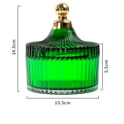 Amber Radiance Crystal Glass Storage Jar with Lid for Jewelry and Event Decor