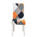 Elegant Geometric Blue-Grey Stretch Chair Covers for Stylish Dining Experiences