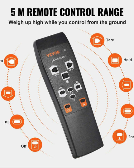 Professional Heavy-Duty Digital Crane Scale with Remote Control and High-Visibility LED Display - Weighing Capacity up to 11,000 lb