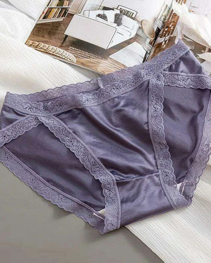 Luxury Lace & Silk Seamless Women's Breathable Briefs - Soft Mesh Panties for Ultimate Comfort