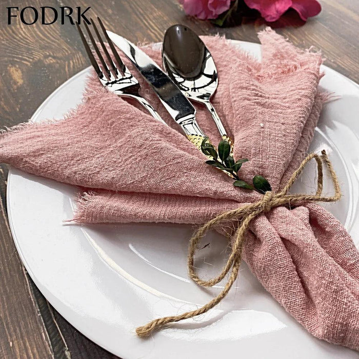 Elegant 10-Piece Premium Linen and Cotton Blend Napkin Ensemble