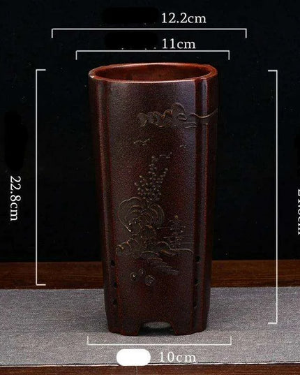 Serene Vintage Zen Purple Orchid Pot with Elegant Garden Aesthetic